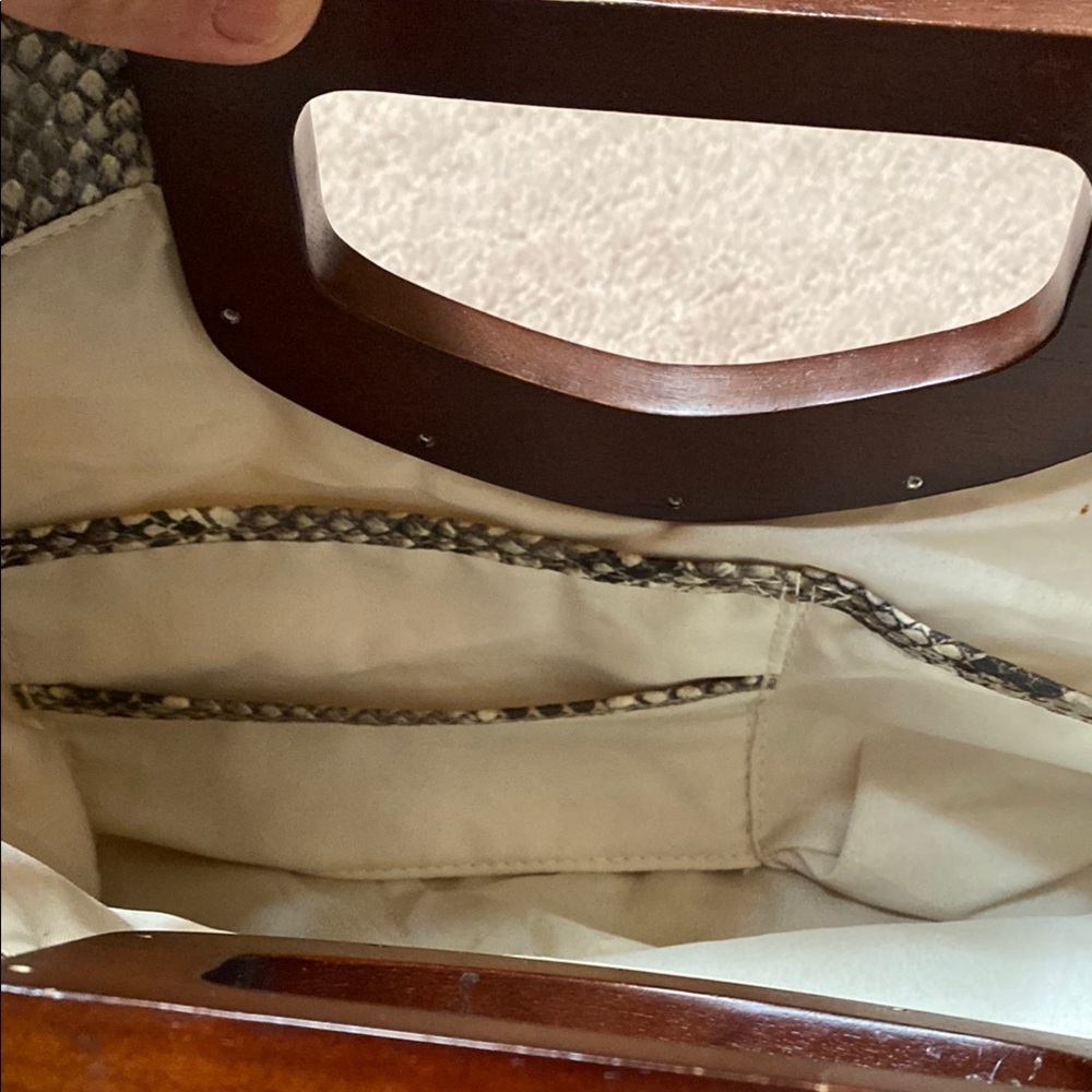 Nicole Miller Tan and Brown Clutch with Stylish Wristlet - Picture 8 of 14